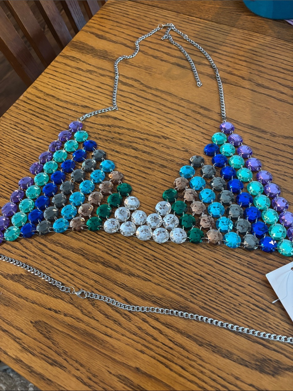 12th Tribe Multicolor Rhinestone Bikini Top